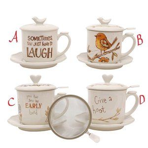 Stoneware Tea Set w/ Lid & Strainer! FOUR STYLES!